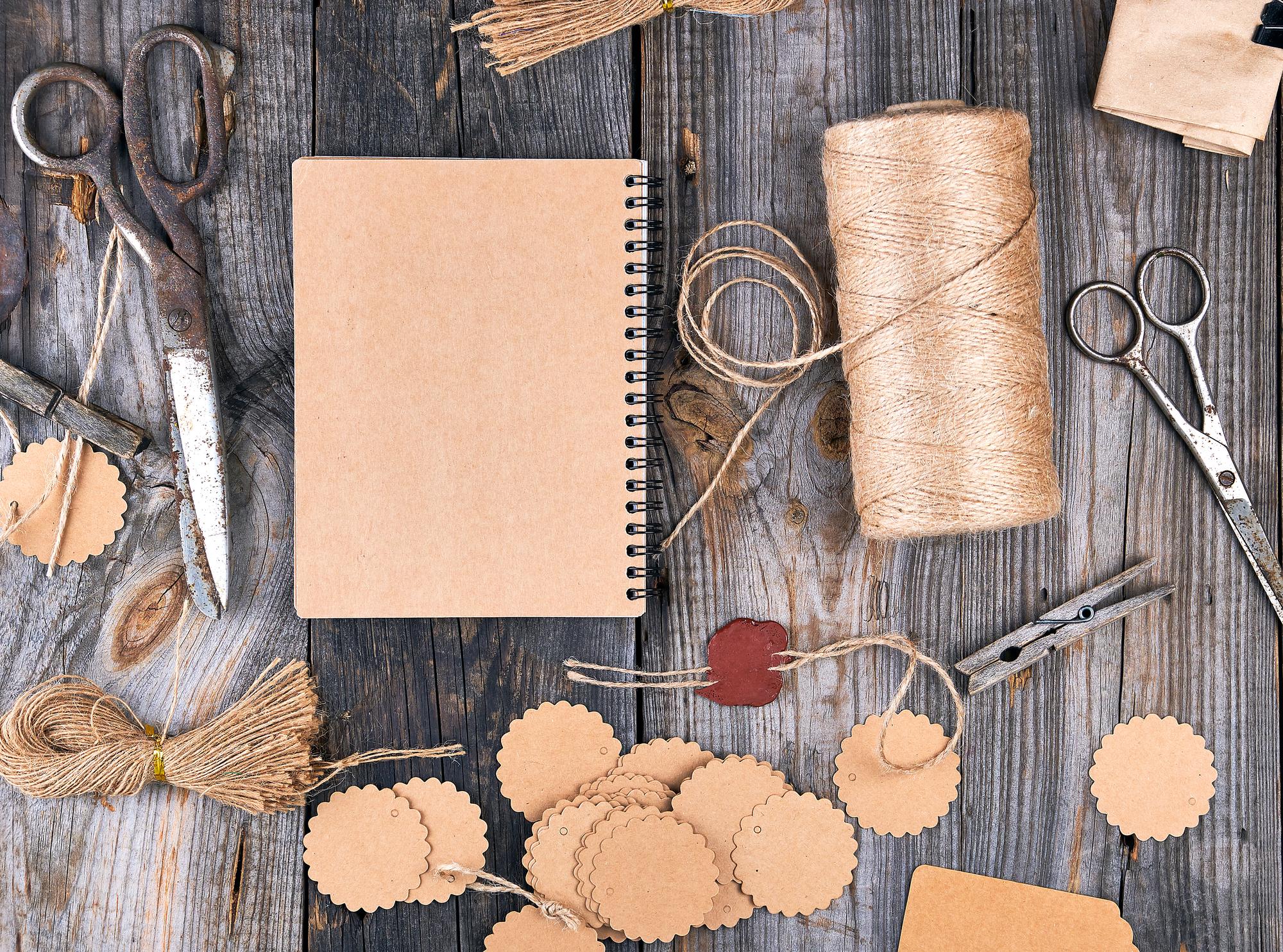 Work table with samples and price sheets